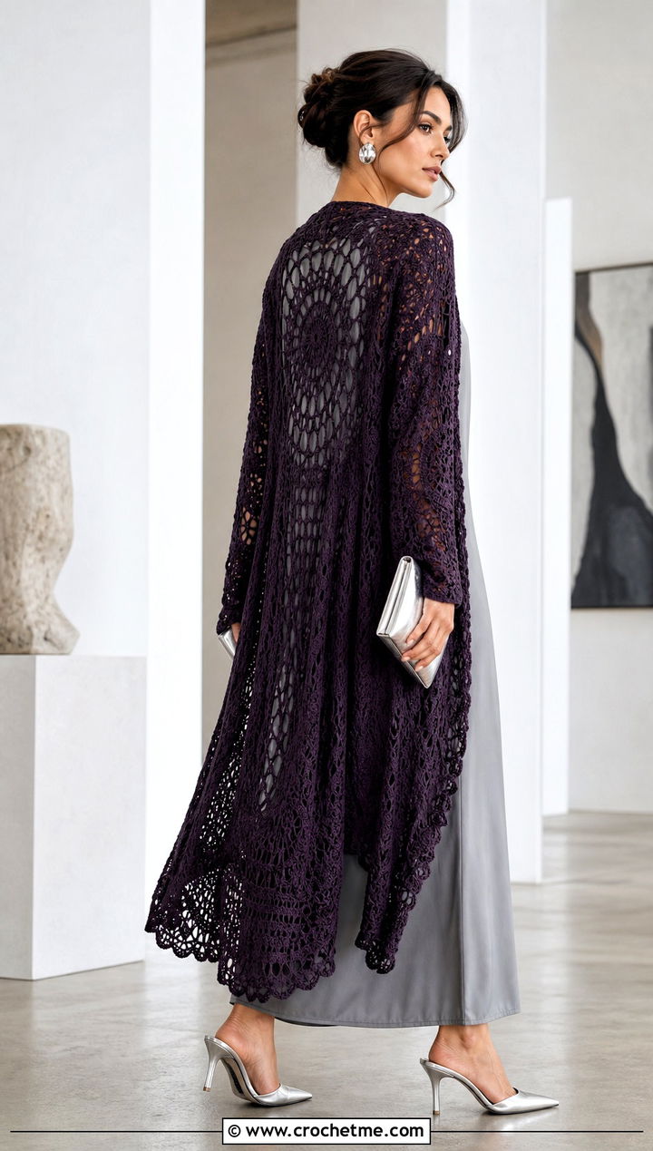 Longline Dream Catcher Cardigan With Column Dress - 25 dream catcher crochet cardigan outfit ideas