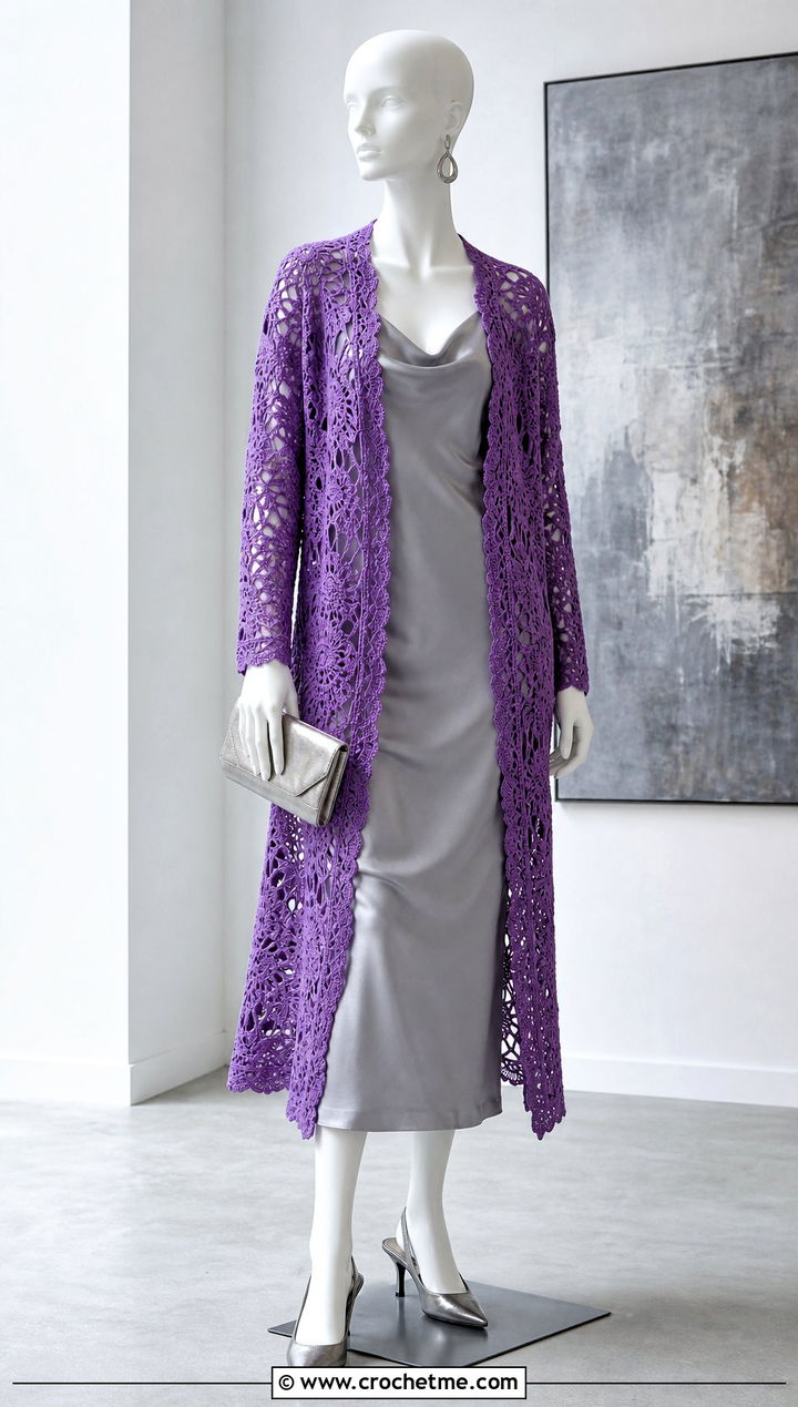 Longline Lace Crochet Cardigan With Slip Dress - 15 Crochet Cardigan On Mannequin outfit ideas