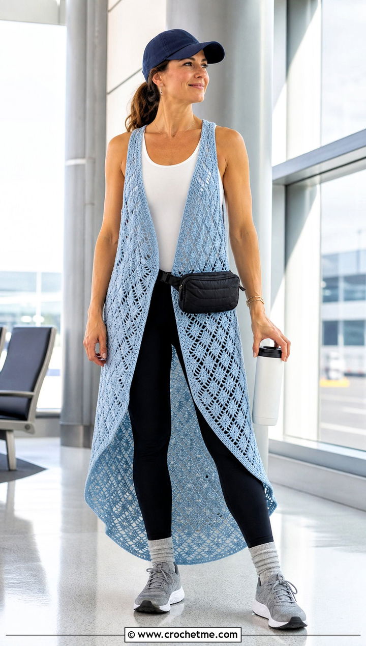 Longline Mermaid Crochet Top With Leggings - 15 mermaid crochet top outfit ideas