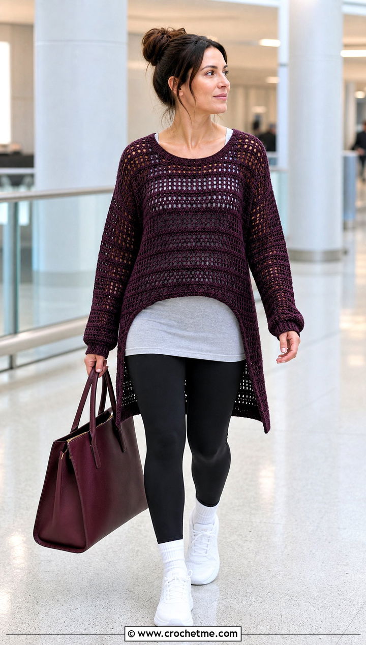 Longline Pixie Crochet Sweater With Leggings - 20 Pixie Crochet Sweater outfit ideas