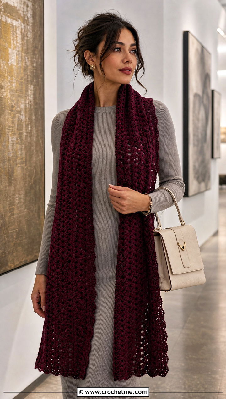 Longline Sleeved Crochet Scarf With Knit Midi Dress - 25 Sleeved Crochet Scarf outfit ideas