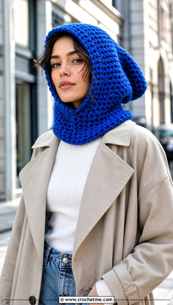 Loose Baggy Crochet Balaclava With Trench Coat And Jeans - 20 loose crochet balaclava outfit ideas