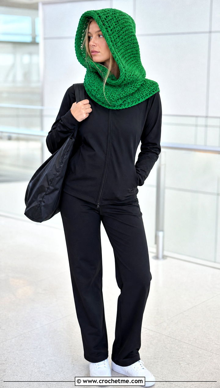 Loose Oversized Hood Crochet Balaclava With Athleisure Set - 20 loose crochet balaclava outfit ideas