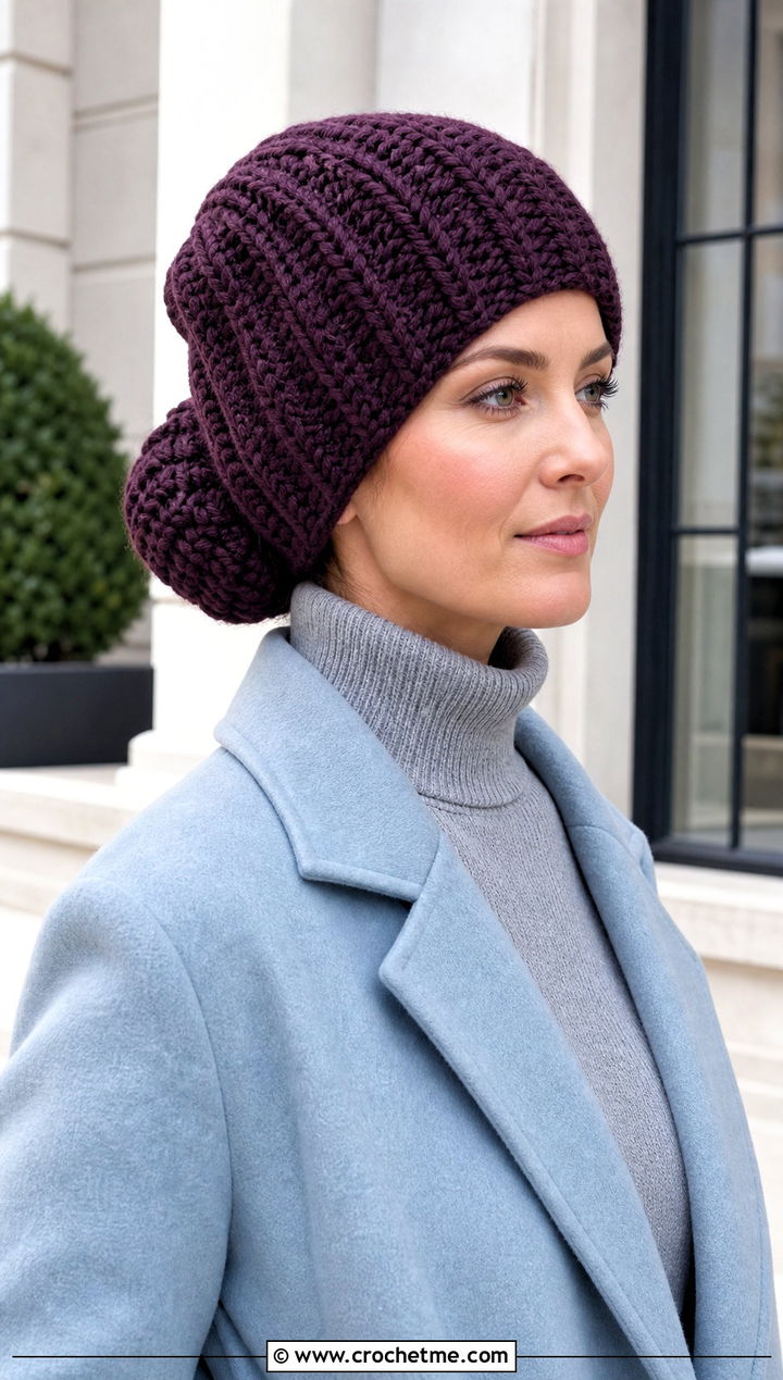 Low Bun Cabbage Patch Crochet Hat With Tailored Coat - 25 Cabbage Patch Crochet Hat outfit ideas