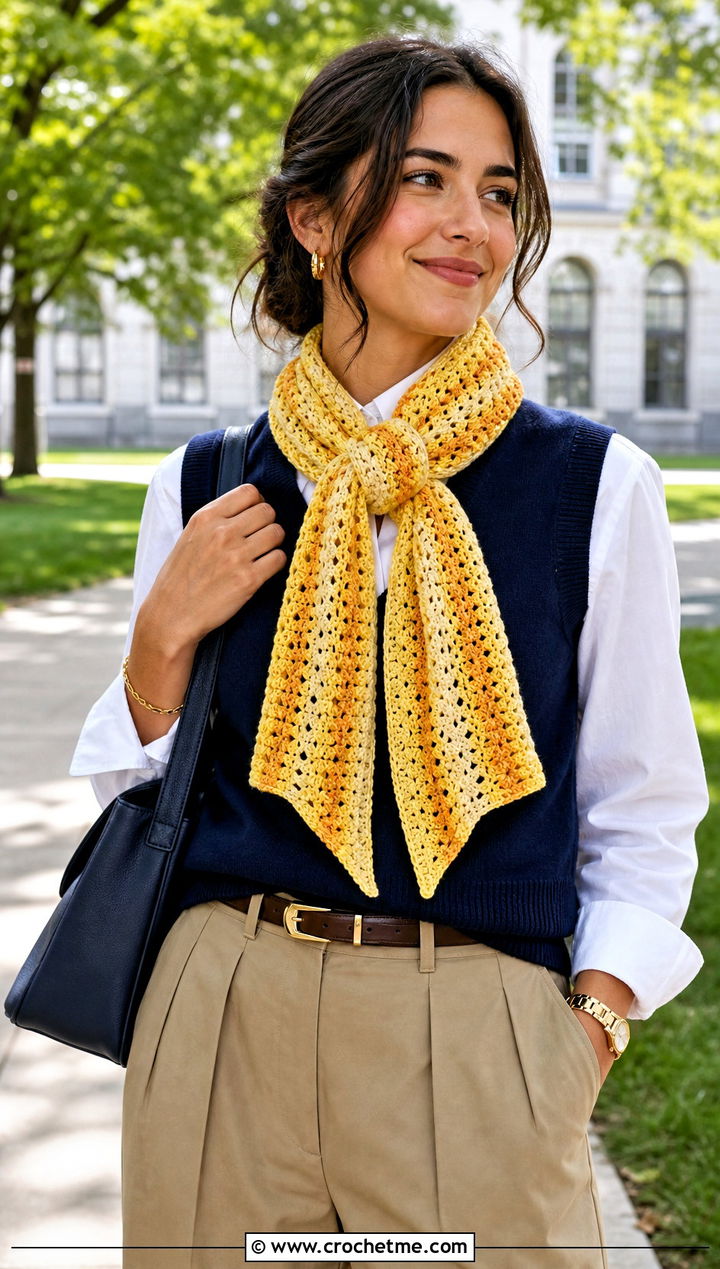 Mandala Yarn Ribbed Scarf With Sweater Vest - 15 Mandala Yarn Crochet Scarf outfit ideas
