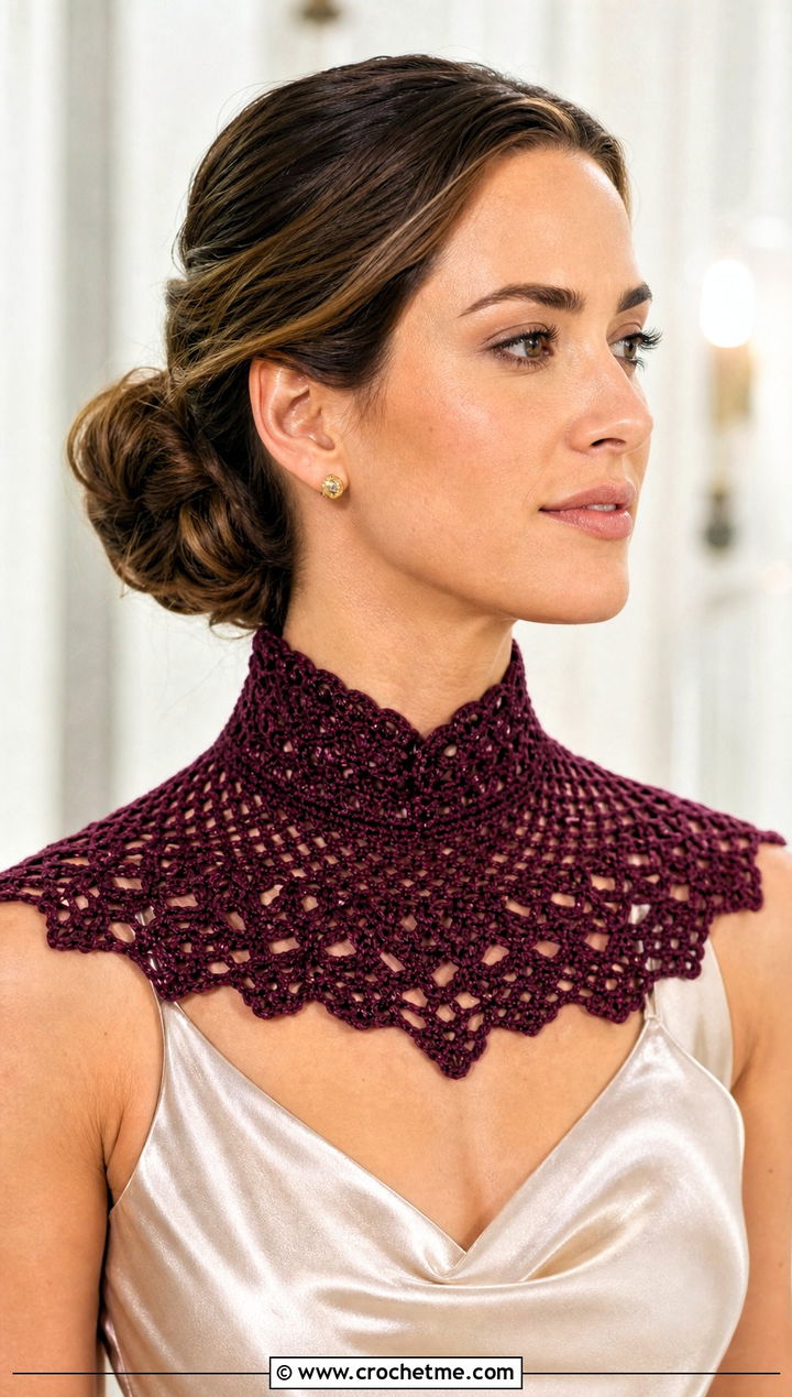 Mandarin Crochet Collar With Bias Cut Wedding Gown - 15 crochet collar for wedding dress diy outfit ideas