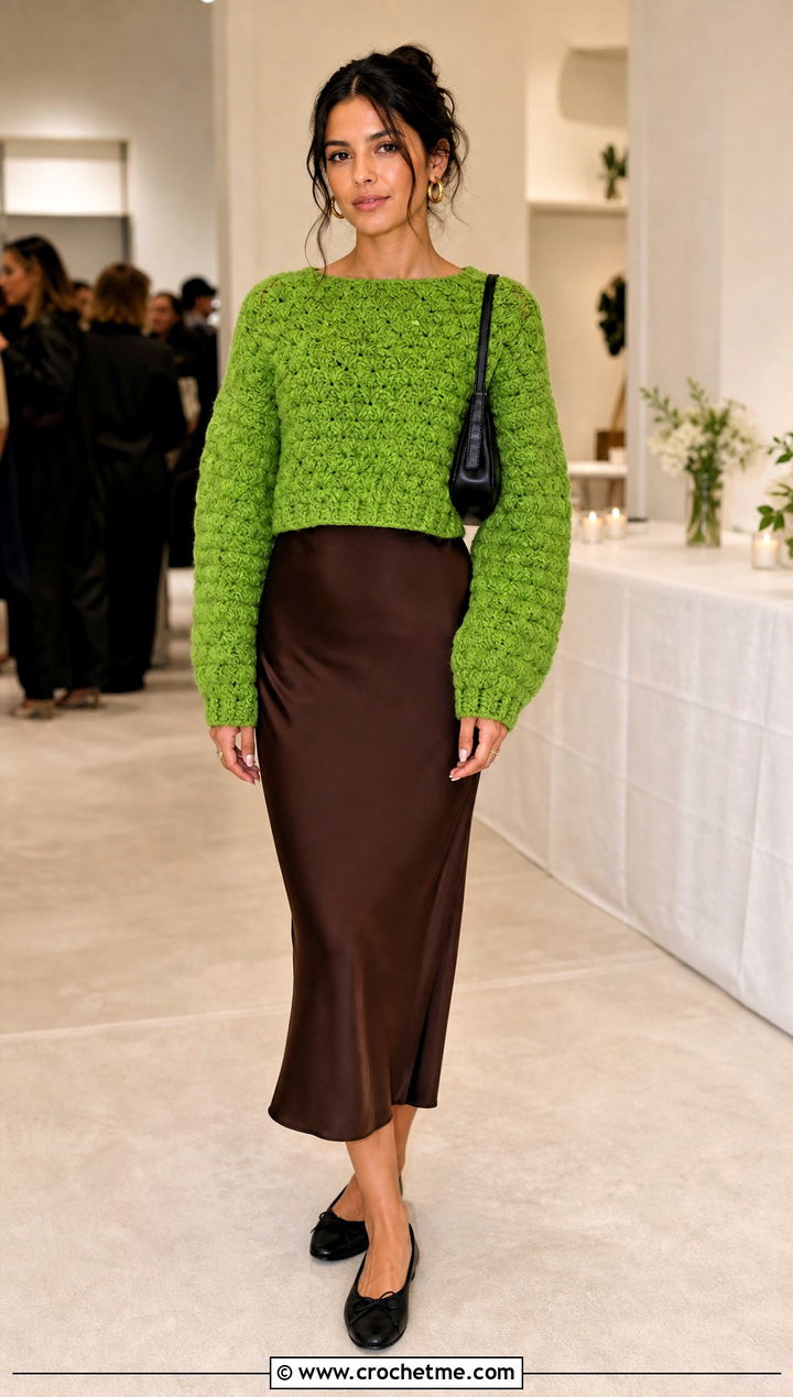 Marigold Crochet Sweater Over A Slip Dress - 15 Marigold Crochet Sweater outfit ideas