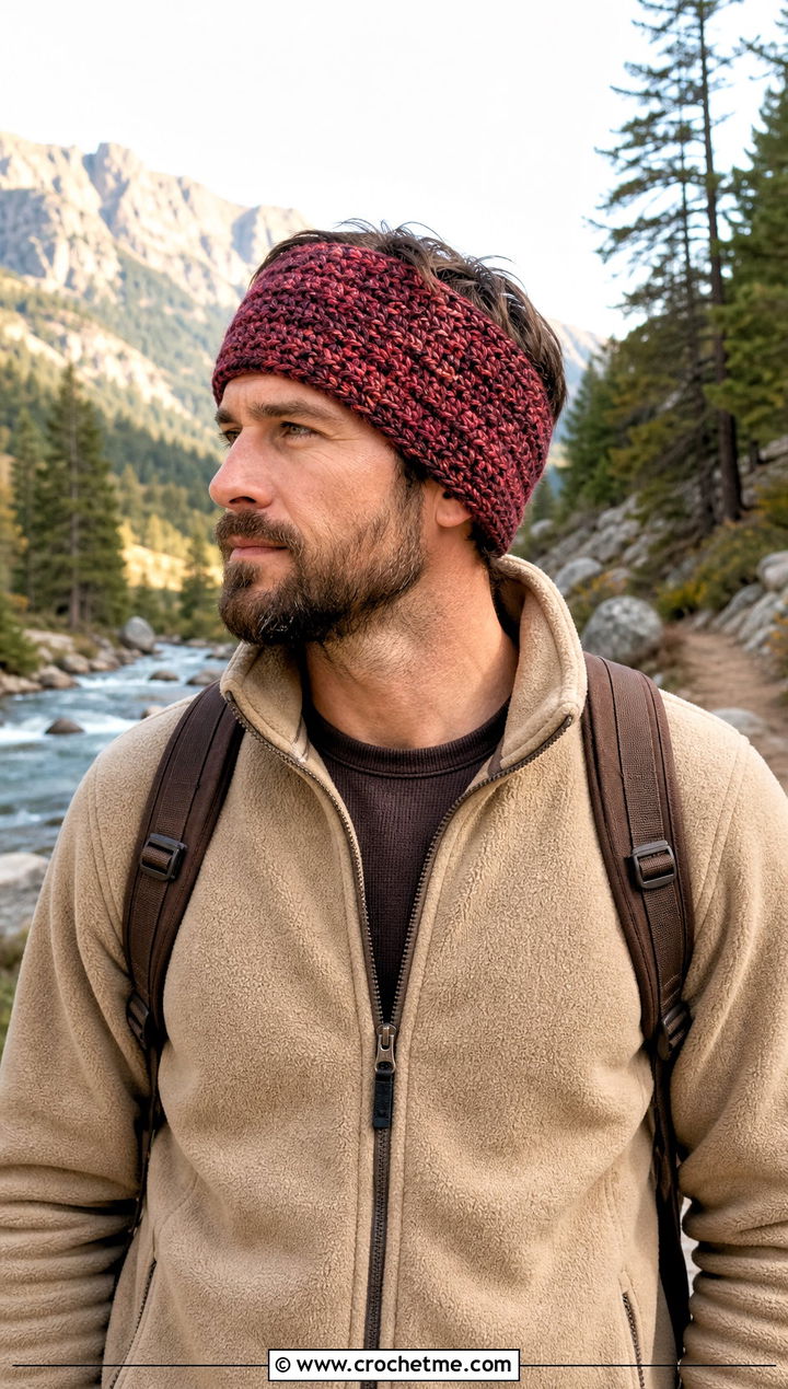 Marled Crochet Mens Ear Warmer With Fleece Jacket - 25 Crochet Mens Ear Warmer outfit ideas