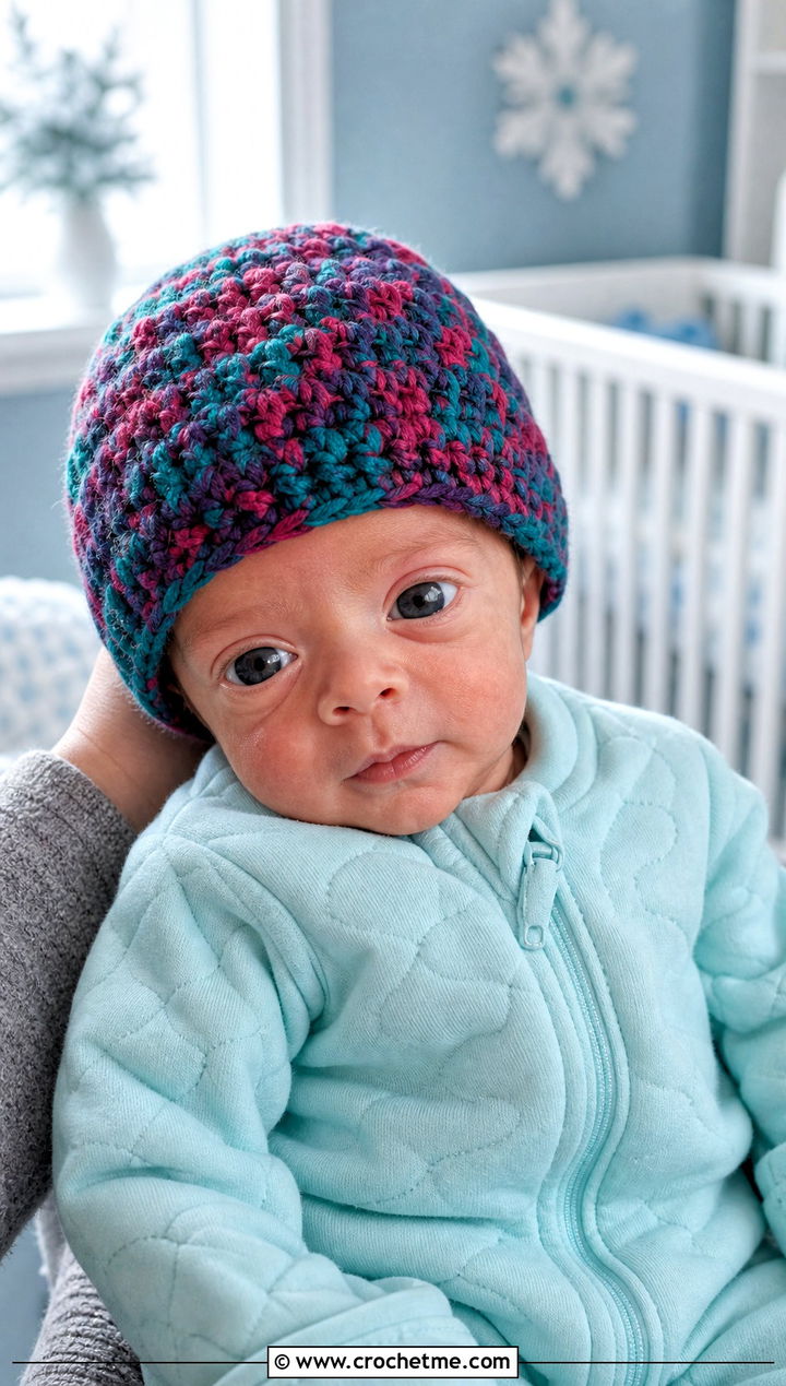 Marled Preemie Beanie With Quilted One Piece - 30 crochet premie hats outfit ideas