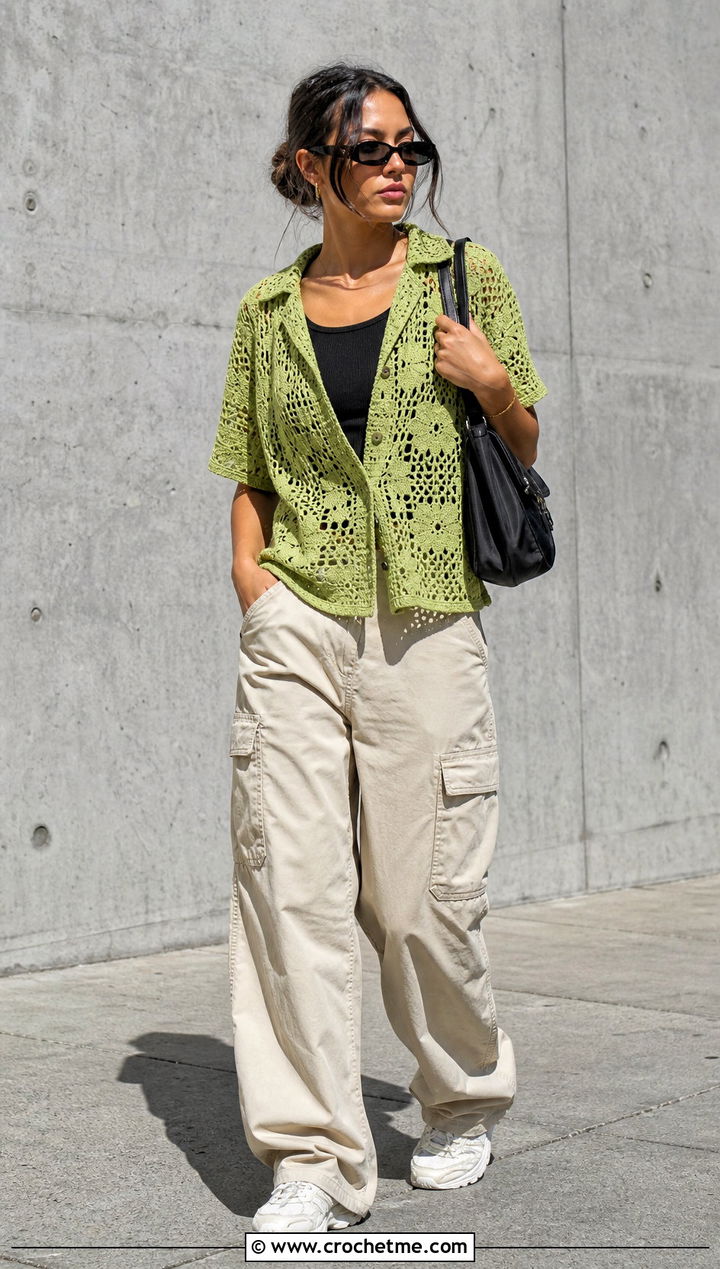 Marsh Bode Crochet Shirt With Cargo Pants - 20 Bode Crochet Shirt outfit ideas
