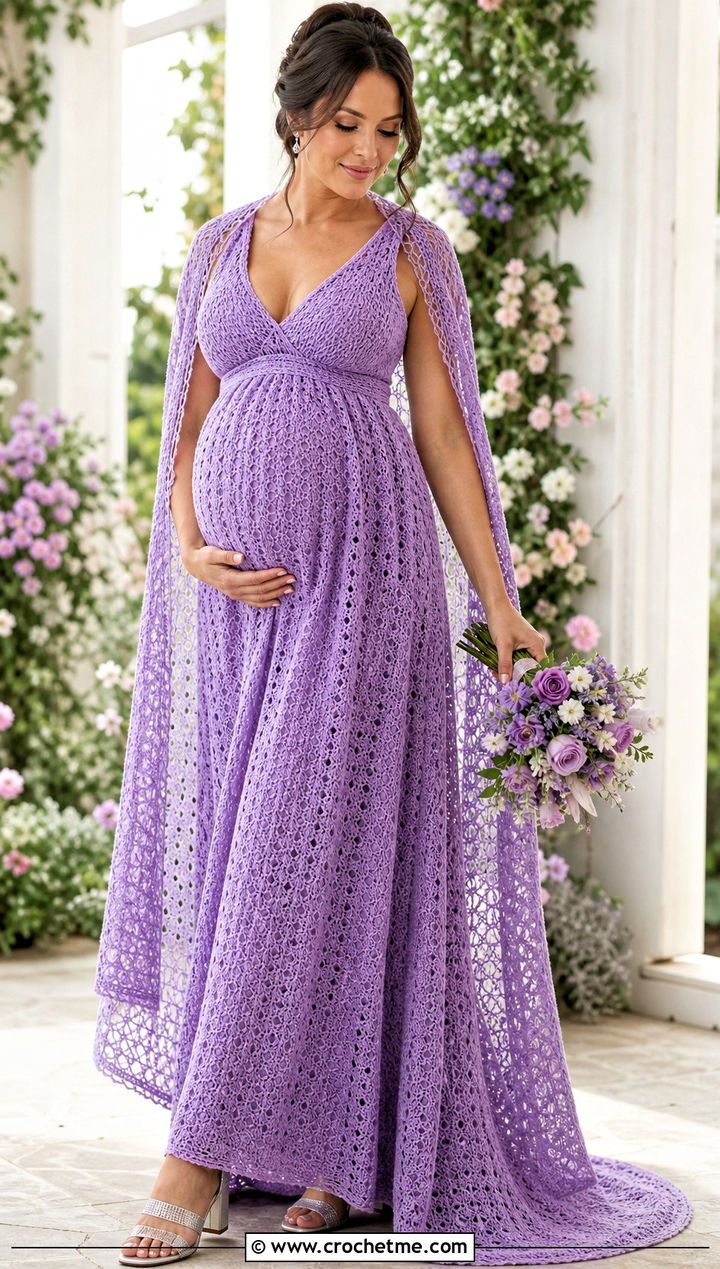 Maternity Crochet Wedding Dress With Low Block Heels - 25 boho crochet wedding dress outfit ideas