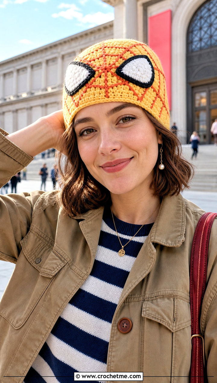 Mayday Spider Man Beanie With Denim Midi Skirt - 15 Crocheted Spider Man Hat outfit ideas