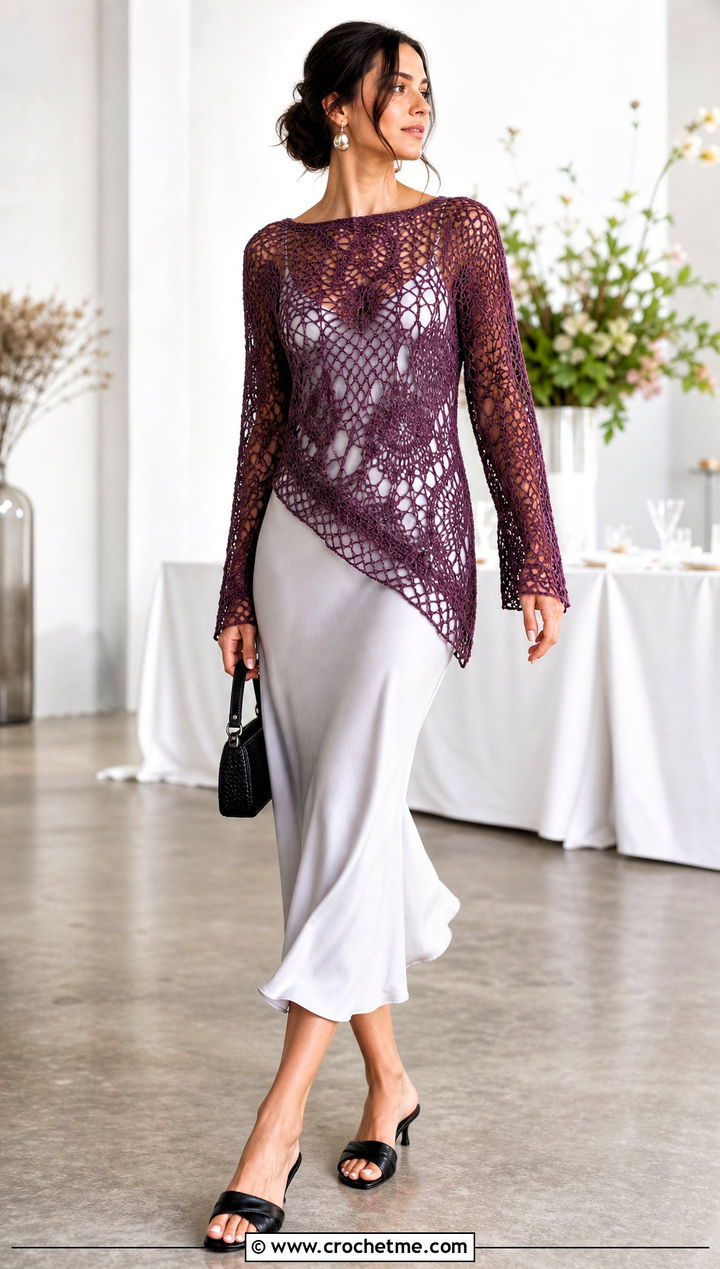 Meribella Crochet Top Over A Slip Dress With Mules - 15 Meribella Crochet Top outfit ideas