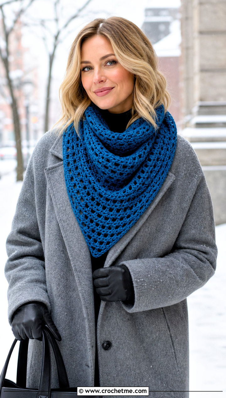 Merino Crochet Road Trip Scarf With Wool Coat - 15 Crochet Road Trip Scarf outfit ideas