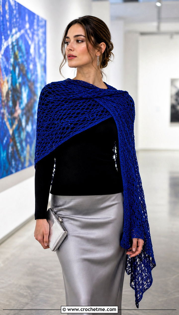 Mesh Bonfire Scarf With Satin Slip Skirt - 20 Crochet Bonfire Scarf outfit ideas