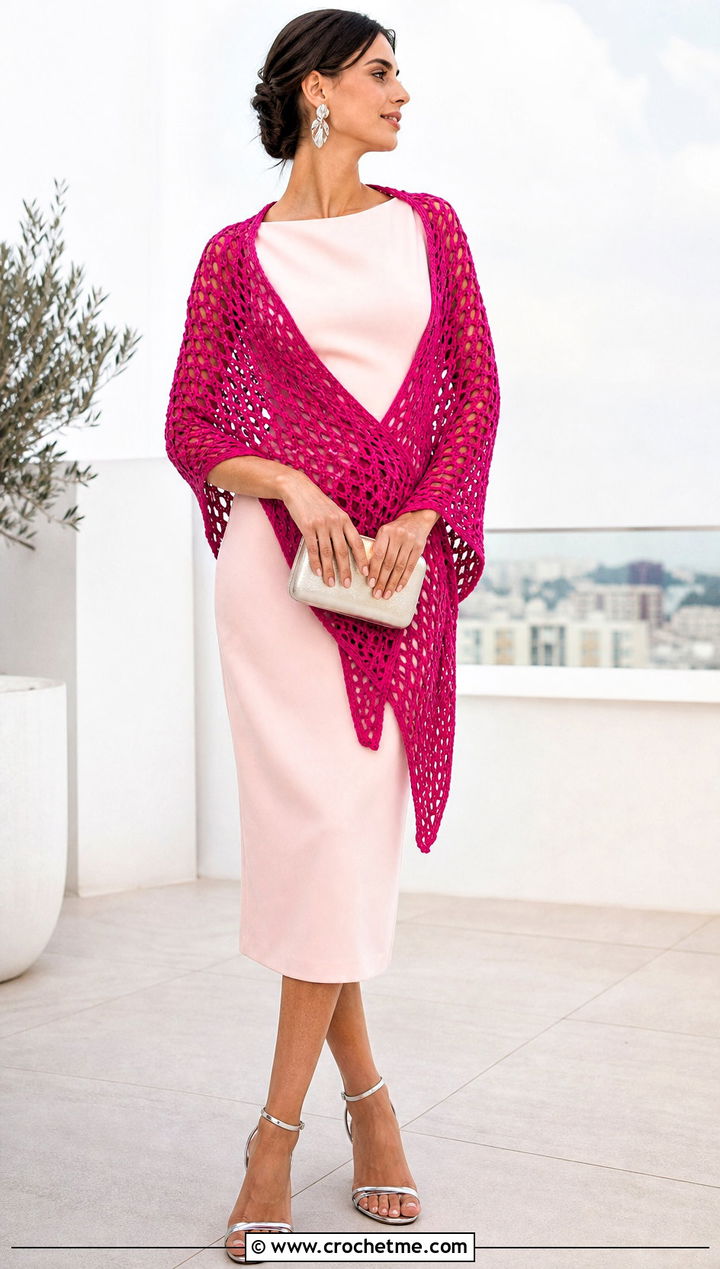 Mesh Corner To Corner Crochet Shawl With Column Dress - 15 Corner To Corner Crochet Shawl outfit ideas