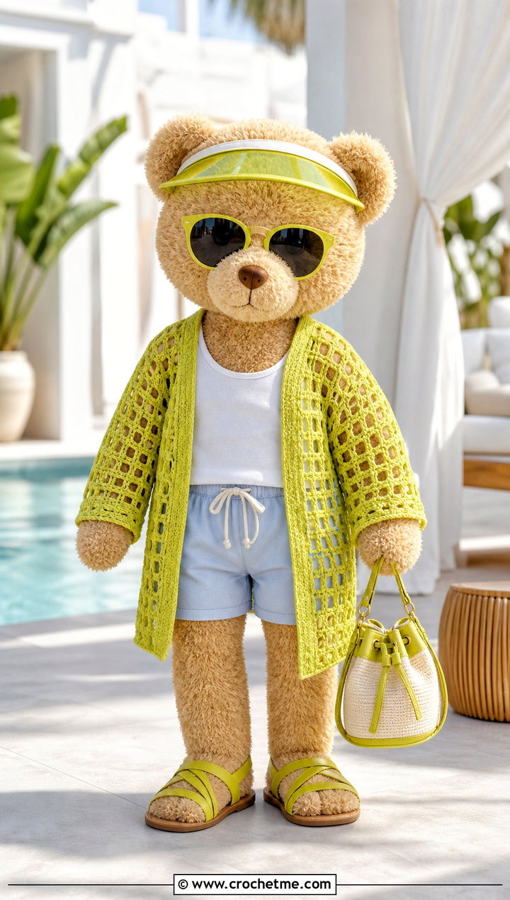 Mesh Crochet Cover Up With Cotton Shorts - 35 crochet teddy clothes and outfit ideas