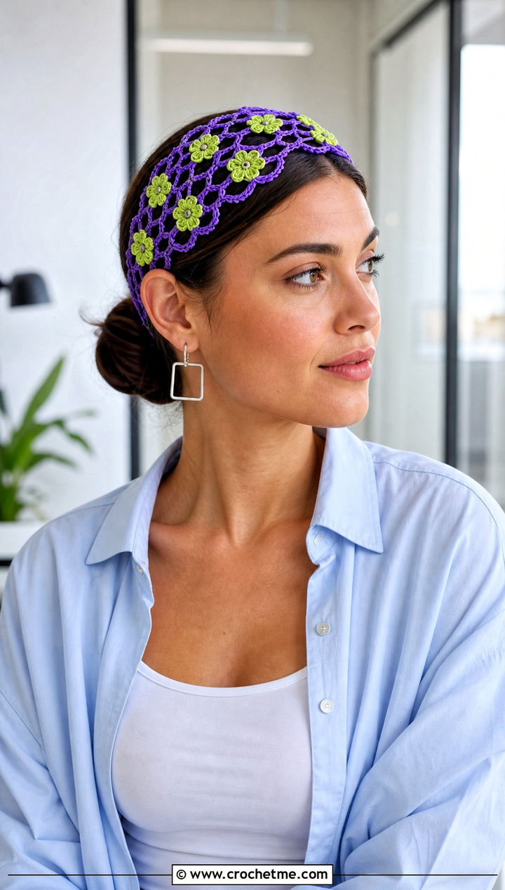 Mesh Crochet Flower Crown Headband With Oversized Shirt - 25 crochet flower crown headband outfit ideas