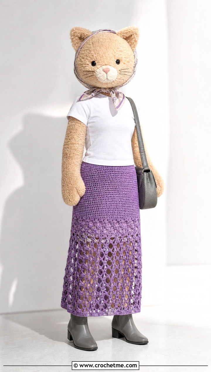 Mesh Crochet Maxi Skirt With Fitted T Shirt - 35 crochet jellycat clothes and outfit ideas