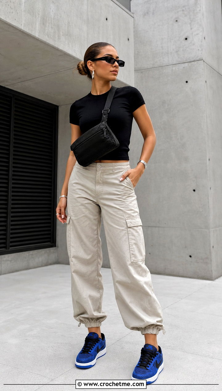 Mesh Crochet Nike Dunk Low With Cargo Pants - 35 crochet nike shoes outfit ideas