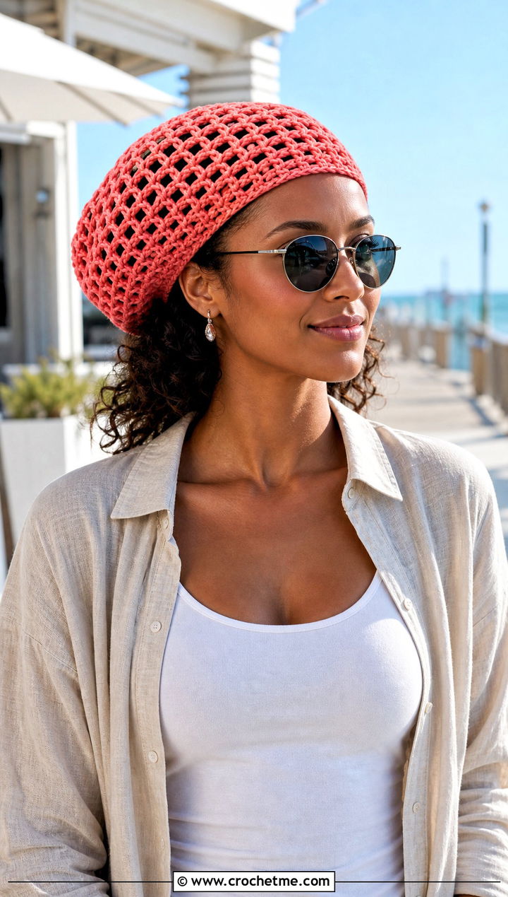 Mesh Crochet Rasta Tam Hat With Linen Set - 25 crochet rasta tam hat outfit ideas