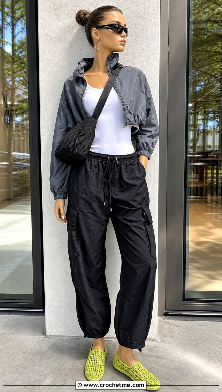 Mesh Crochet Slip Ons With Cargo Pants - 15 crochet slip-on shoes on mannequin outfit ideas