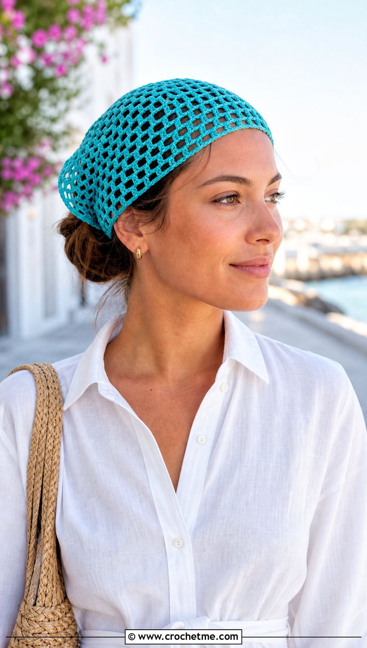 Mesh Crochet Stocking Cap With Shirt Dress - 30 crochet stocking cap outfit ideas