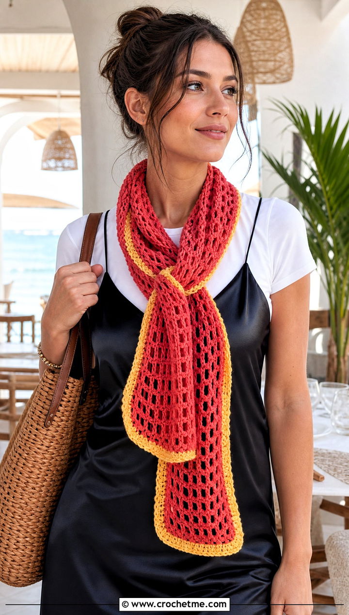 Mesh Gryffindor Crochet Scarf With Slip Dress - 25 gryffindor crochet scarf outfit ideas