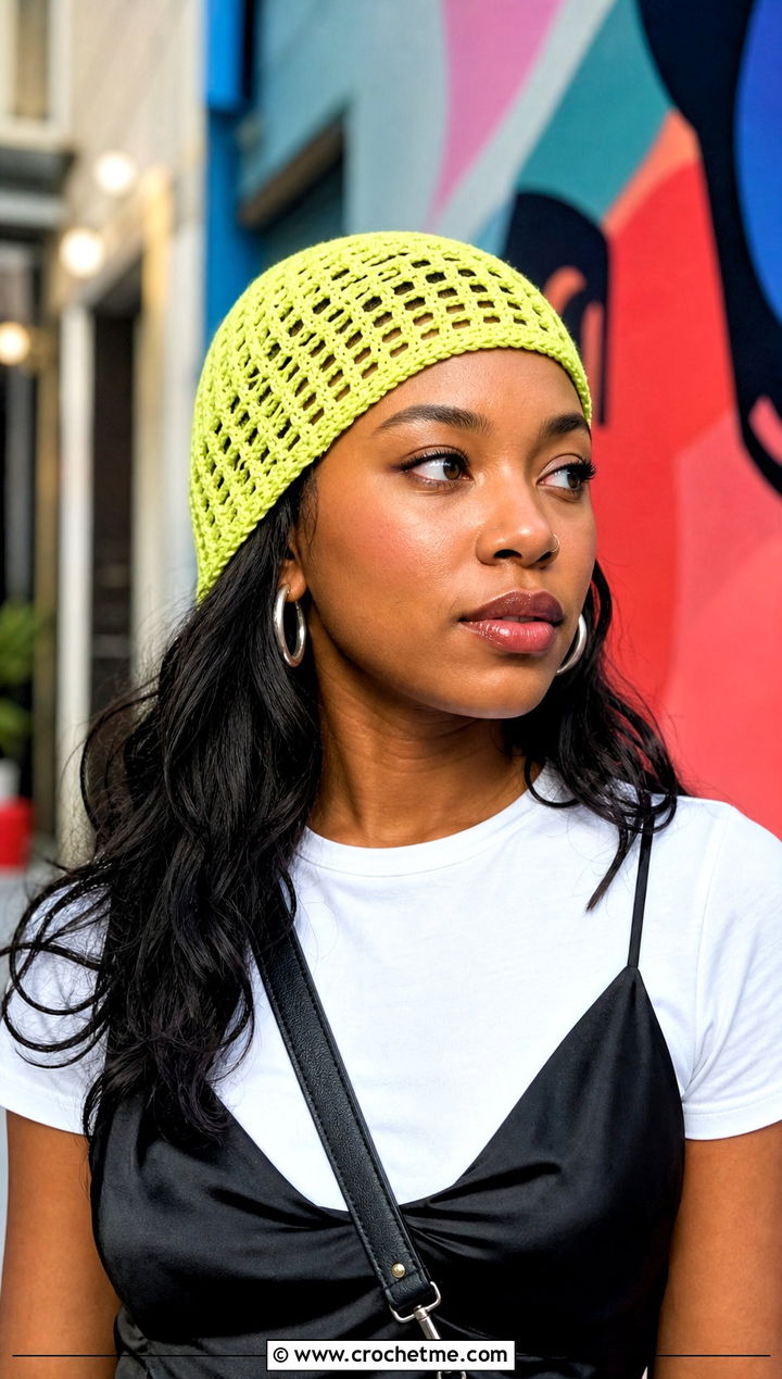 Mesh Jamaican Crochet Hat With Slip Dress And Sneakers - 25 Jamaican Crochet Hat outfit ideas