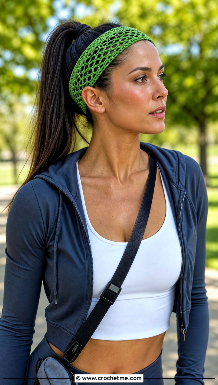 Mesh Lace Crochet Headband With Hoodie And Leggings - 30 lace crochet headband outfit ideas