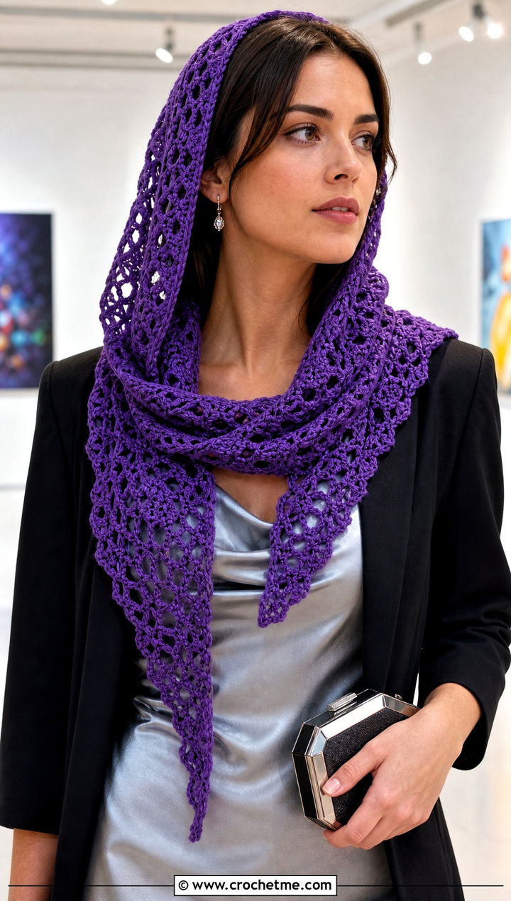 Mesh Lace Hooded Triangle Crochet Scarf With Satin Slip Dress - 25 Hooded Triangle Crochet Scarf outfit ideas