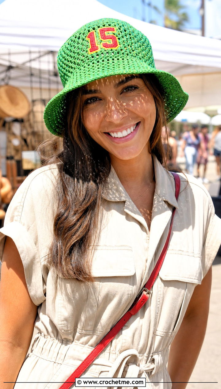 Mesh Mahomes Bucket Hat With Utility Jumpsuit - 15 Crochet Mahomes Hat outfit ideas