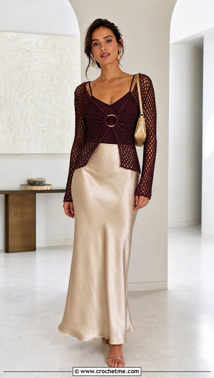Mesh O Ring Crochet Top With Slip Skirt - 25 Crochet Top With Metal Ring outfit ideas