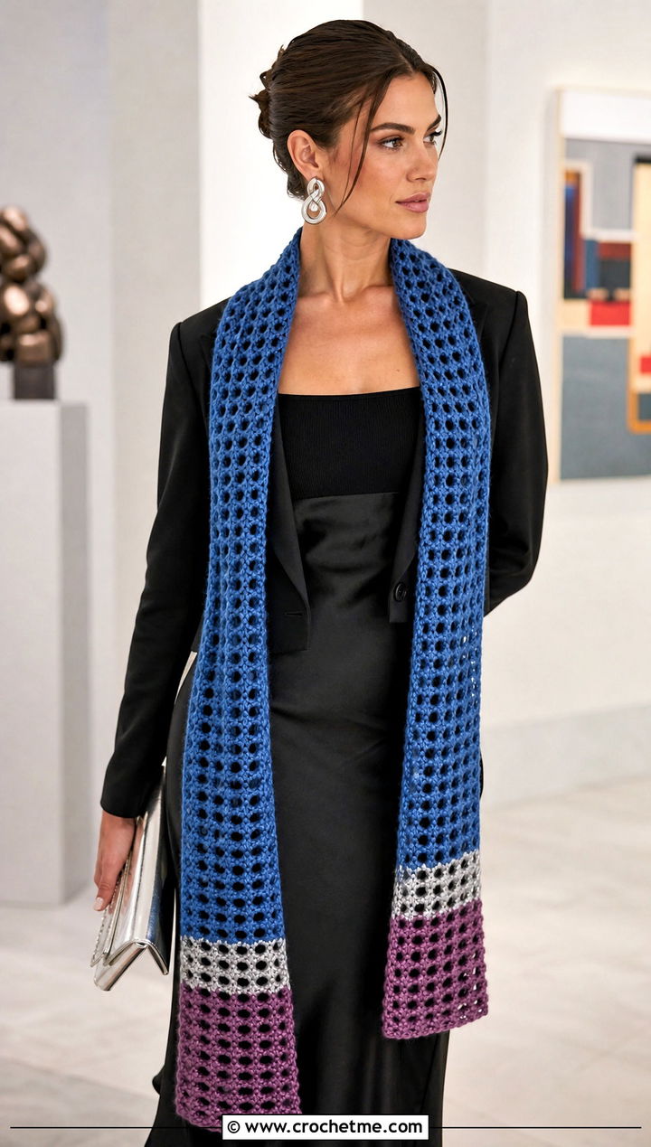 Mesh Pencil Crochet Scarf With Satin Slip Dress - 30 Pencil Crochet Scarf outfit ideas