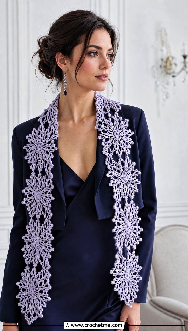 Mesh Snowflake Crochet Scarf With Satin Slip Dress - 25 Snowflake Crochet Scarf outfit ideas