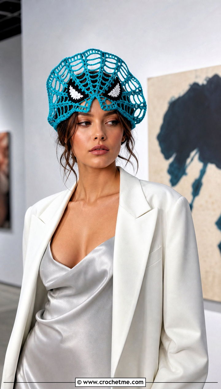 Mesh Spider Web Hat With Satin Dress - 15 Crocheted Spider Man Hat outfit ideas