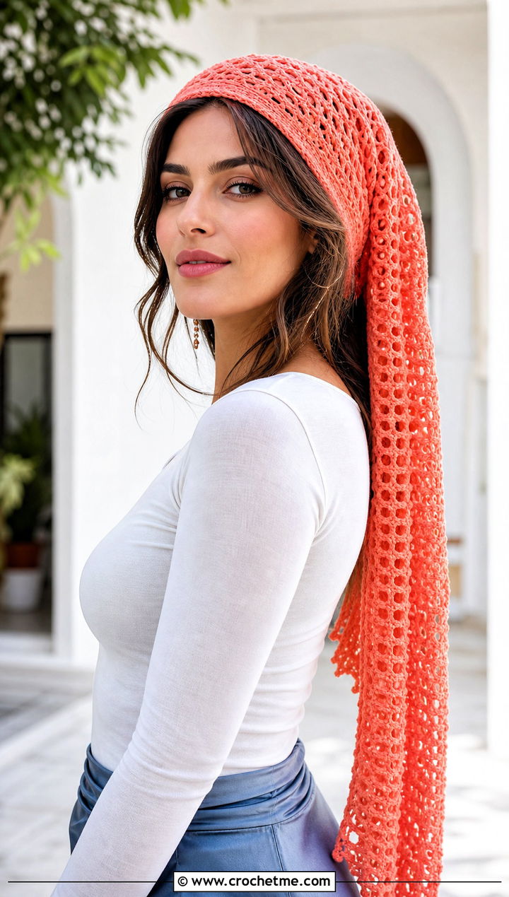 Mesh Stitch Crochet Long Stocking Cap With Satin Skirt - 20 Crochet Long Stocking Cap outfit ideas