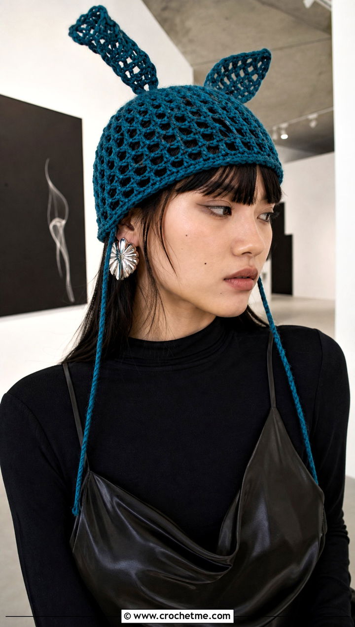 Mesh Stitch Sincerity Is Scary Crochet Hat With Satin Slip Dress - 15 Sincerity Is Scary Crochet Hat outfit ideas