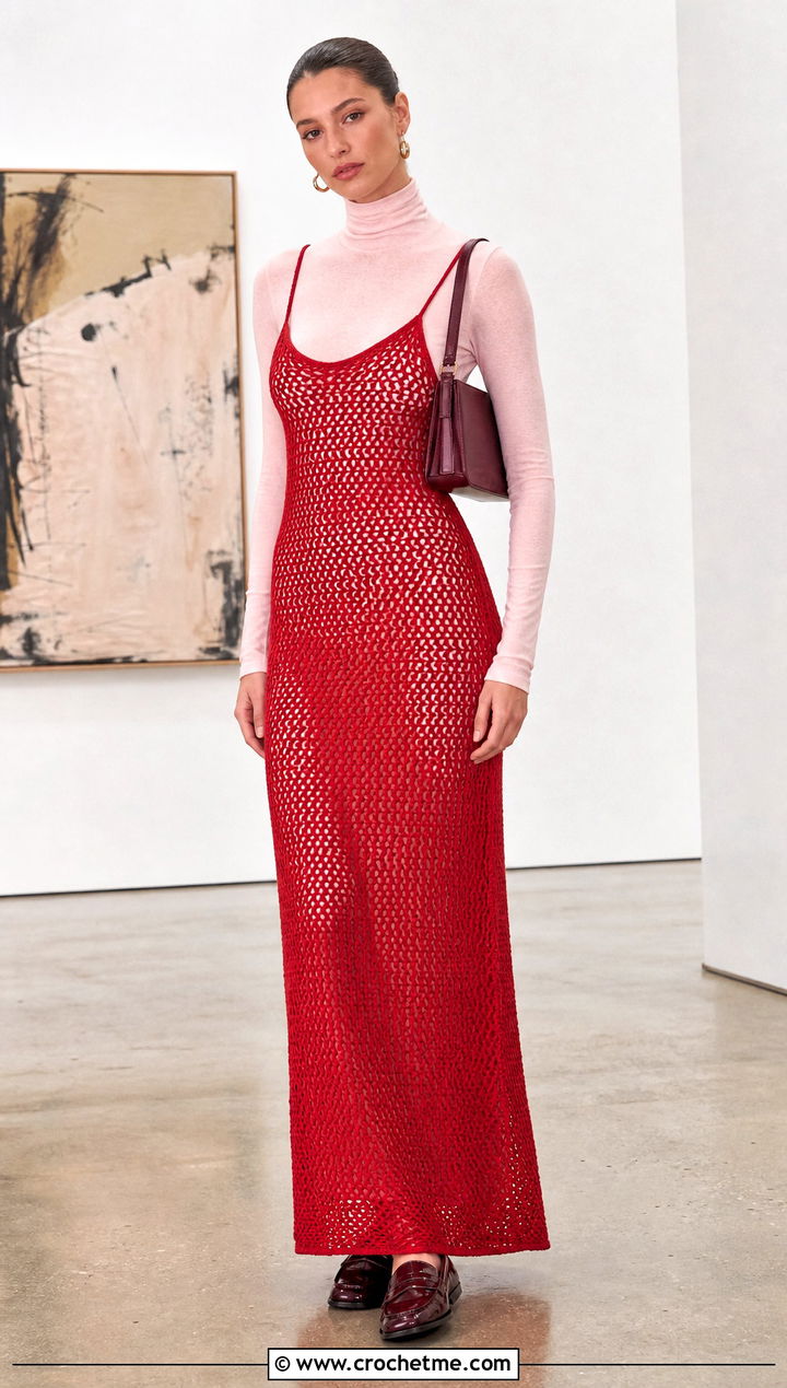 Meshki Crochet Slip Maxi Dress With Fine Turtleneck - 30 Meshki Crochet Dress outfit ideas