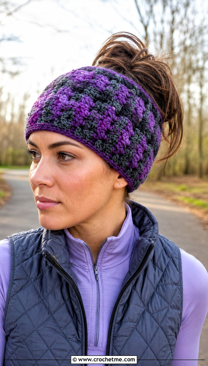 Messy Bun Buffalo Plaid Crochet Hat With Quilted Vest And Leggings - 20 Buffalo Plaid Crochet Hat outfit ideas