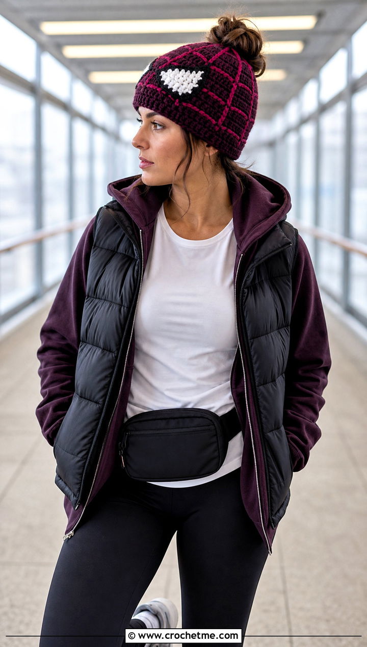 Messy Bun Mayday Crochet Beanie With Leggings - 30 mayday crochet beanie outfit ideas