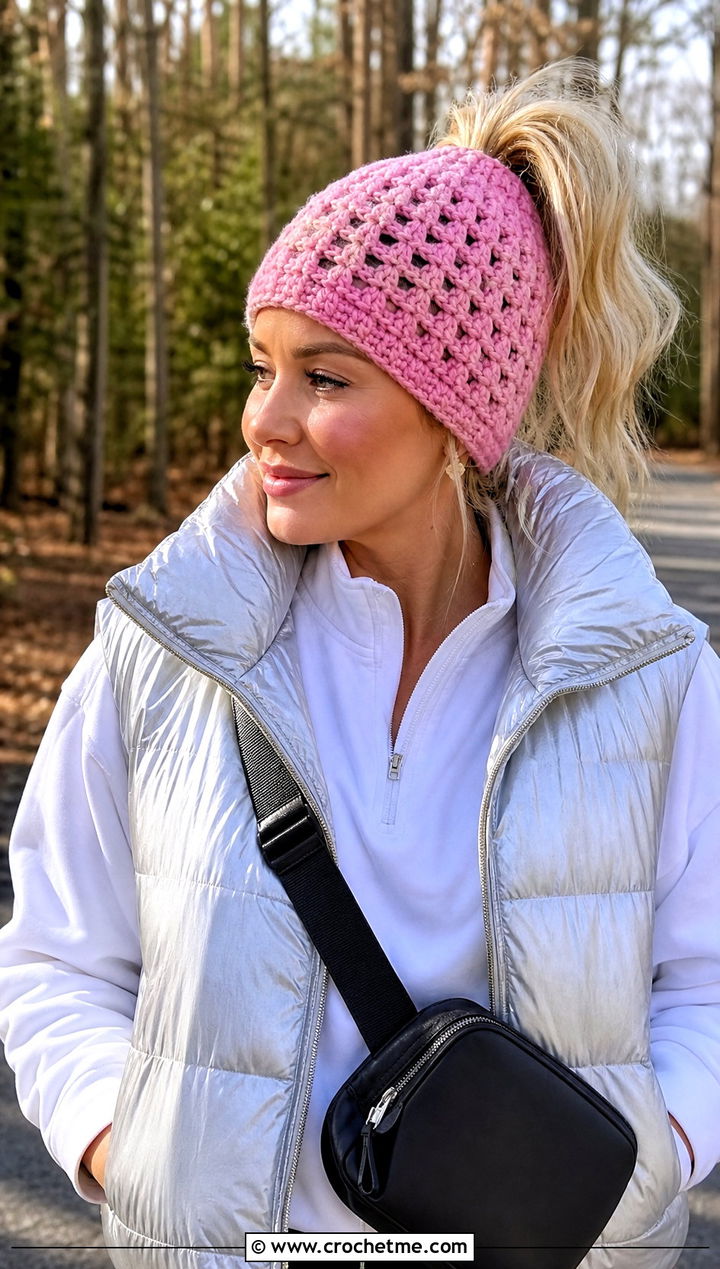 Messy Hair Vintage Vibes Beanie With Puffer Vest - 15 Vintage Vibes Beanie By The Crochet Fix outfit ideas