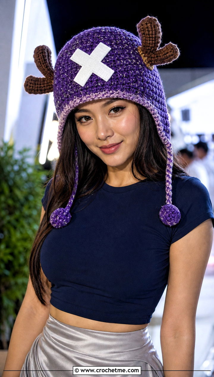 Metallic Chopper Crochet Hat With Satin Skirt - 25 chopper crochet hat outfit ideas