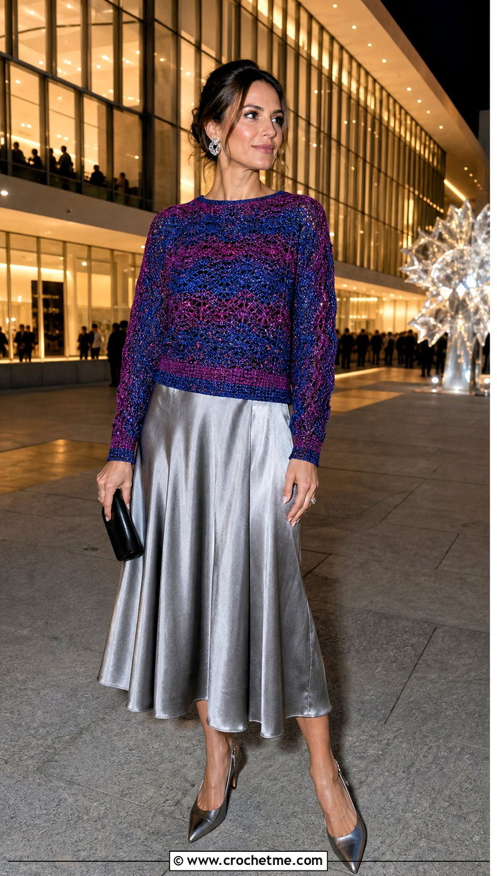 Metallic Thread Tom Daley Crochet Sweater With Silver Skirt - 25 tom daley crochet sweater outfit ideas