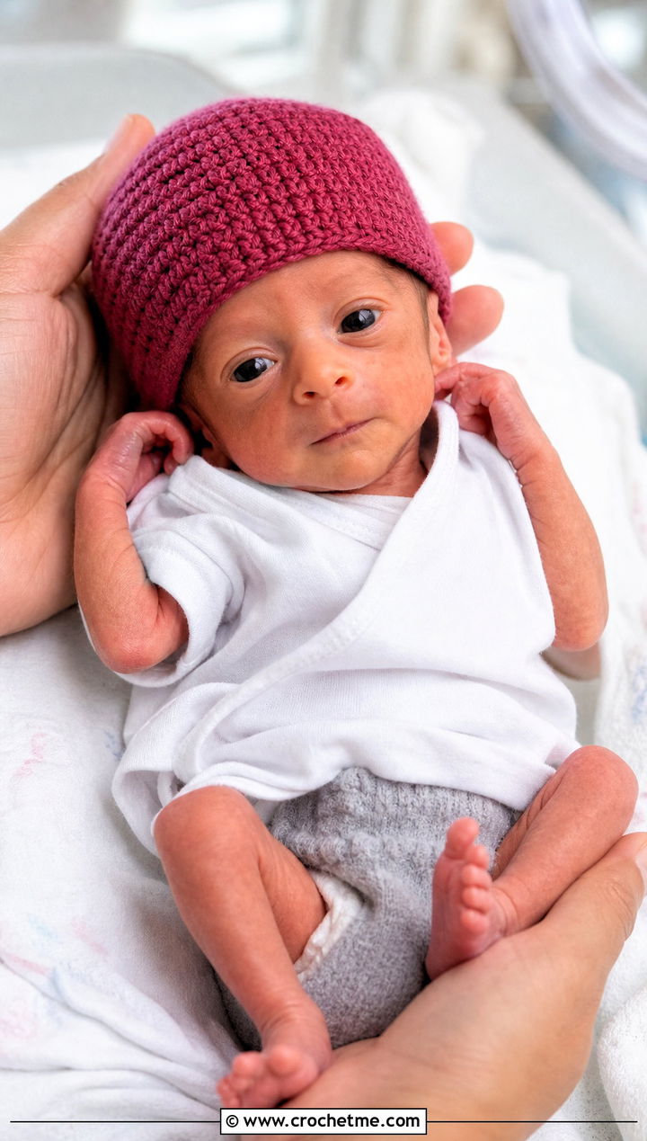 Micro Preemie Skull Cap With Hospital Wrap Shirt - 30 crochet premie hats outfit ideas