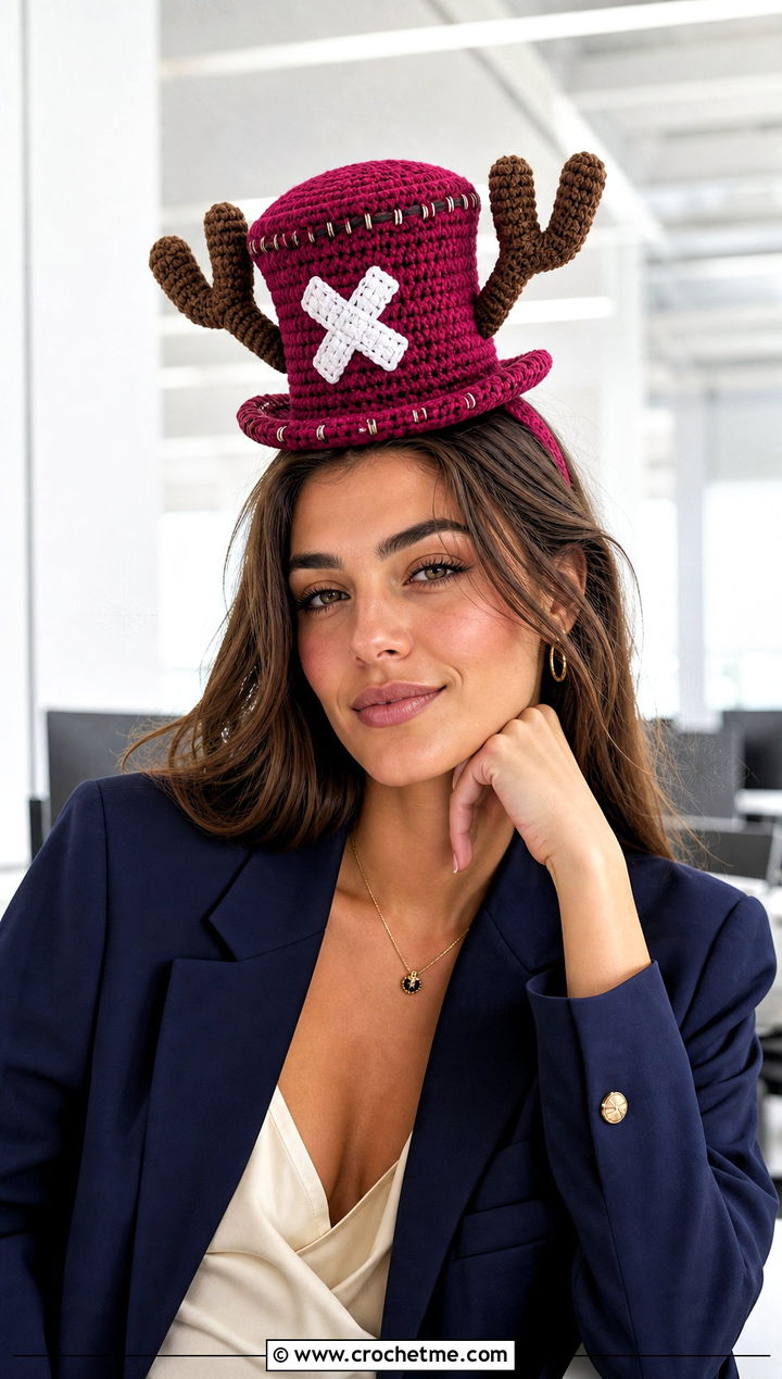 Mini Chopper Crochet Top Hat With Blazer And Trousers - 25 chopper crochet hat outfit ideas