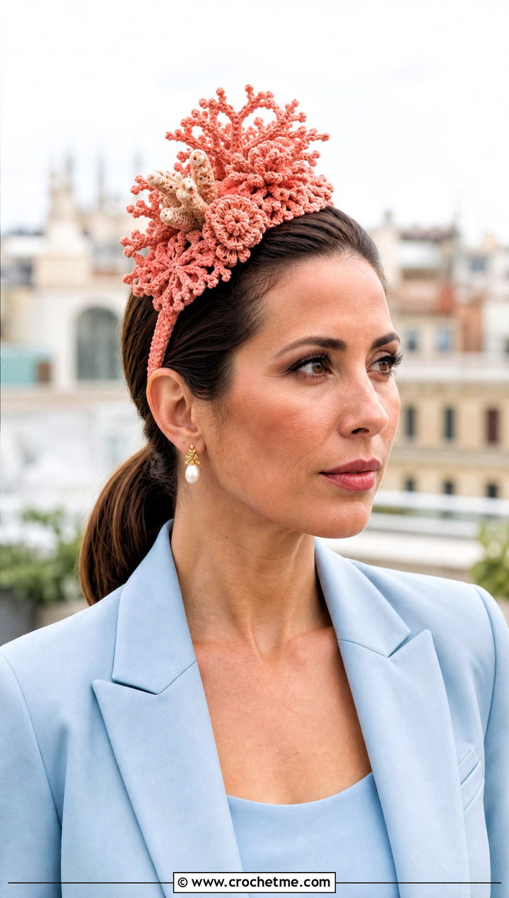 Mini Fascinator Crochet Derby Hat With Blazer And Shorts - 25 Crochet Derby Hat outfit ideas
