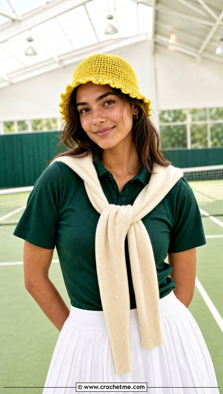 Mini Ruffle Crochet Bucket Hat With Tennis Skirt - 25 Crochet Bucket Hat With Ruffles outfit ideas