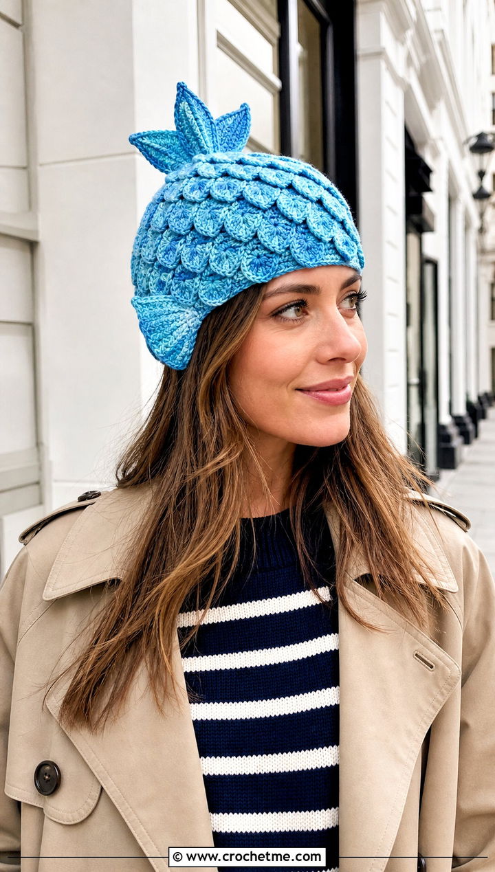 Mini Tail Mermaid Crochet Hat With Trench Coat - 15 Mermaid Tail Crochet Hat outfit ideas