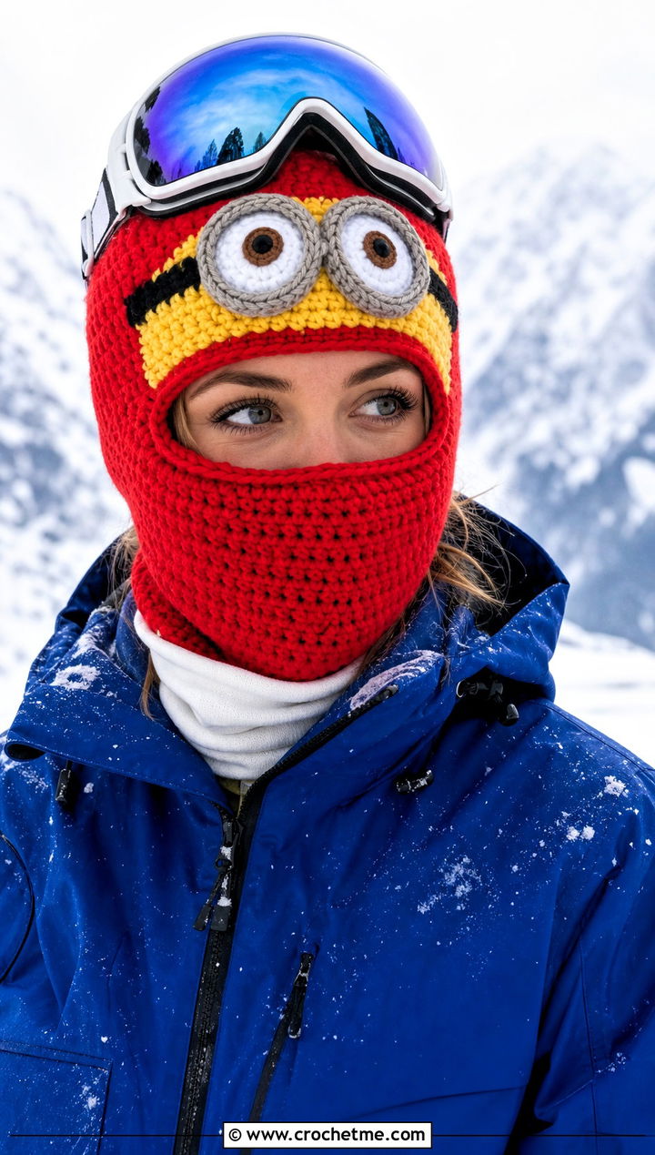 Minion Crochet Balaclava Hat With Ski Outfit - 15 Minion Crochet Hat outfit ideas